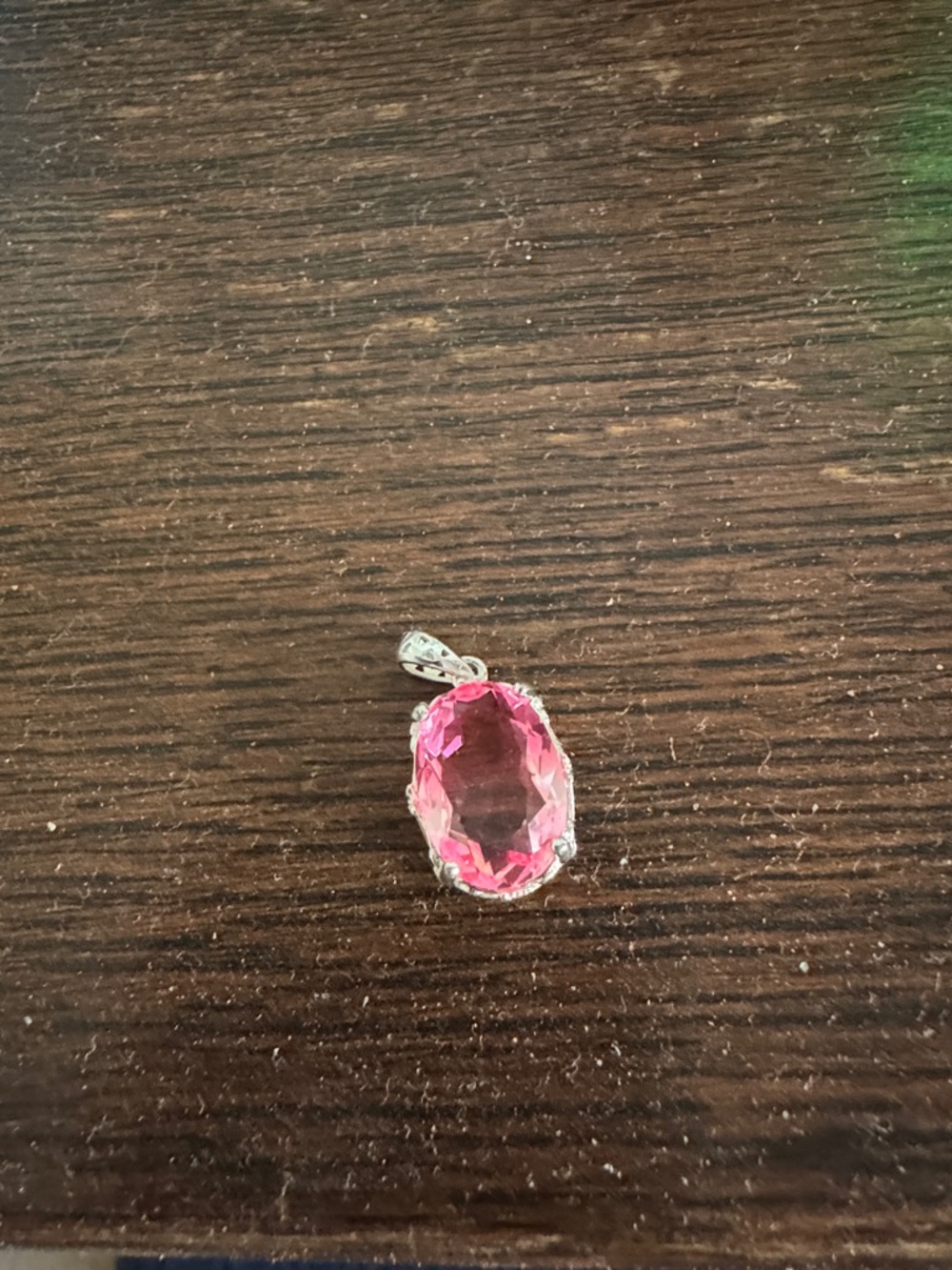 Pink Oval Crystal Pendant Necklace Charm